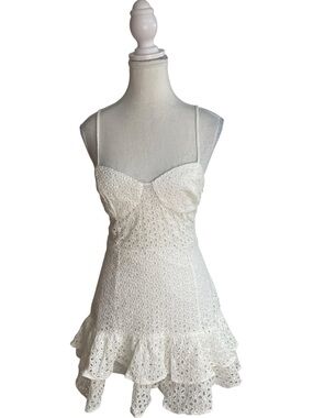 Zara Eyelet Lace Crochet Mini Dress White